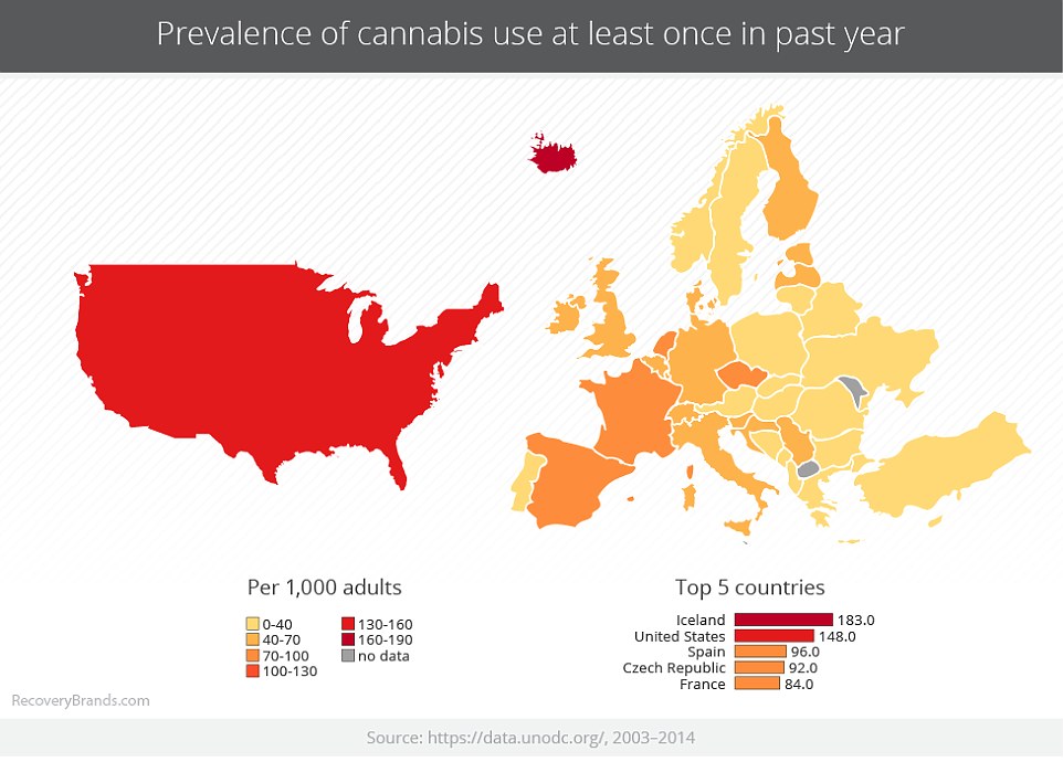 Mapa krajów, w których pali się najwięcej marihuany