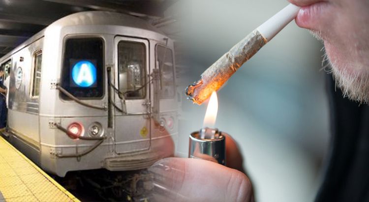 Obcy ludzie wspólnie palą jointa w nowojorskim metrze (video)