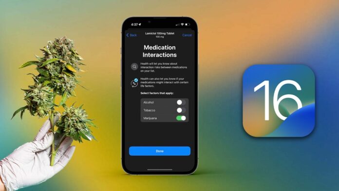 iOS 16 w iPhone daje możliwość śledzenia leków i sprawdzanie ich interakcji z marihuaną