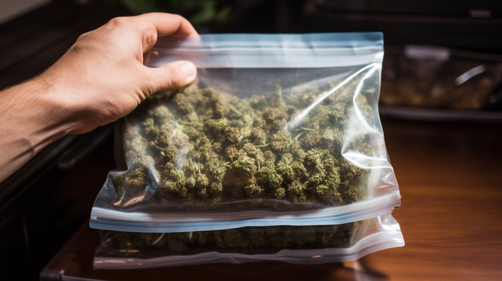 Przechowywanie marihuany w plastikowym woreczku