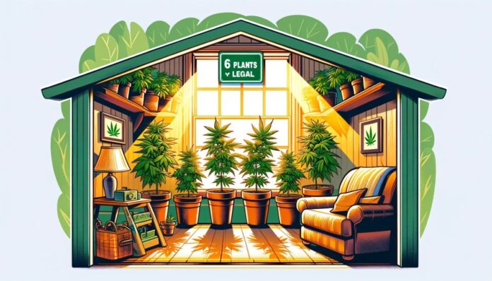 Przytulne wnętrze domu z legalnie uprawianymi roślinami marihuany w Nowym Jorku